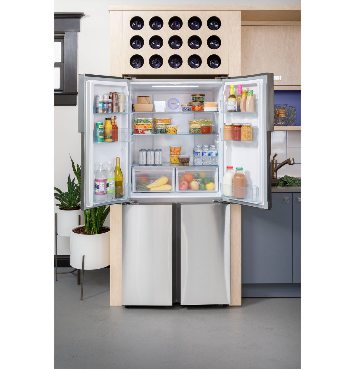 HAIER  Haier 16.8 Cu. Ft. Quad Door Refrigerator - Fingerprint Resistant Stainless (QHE16HYPFS)