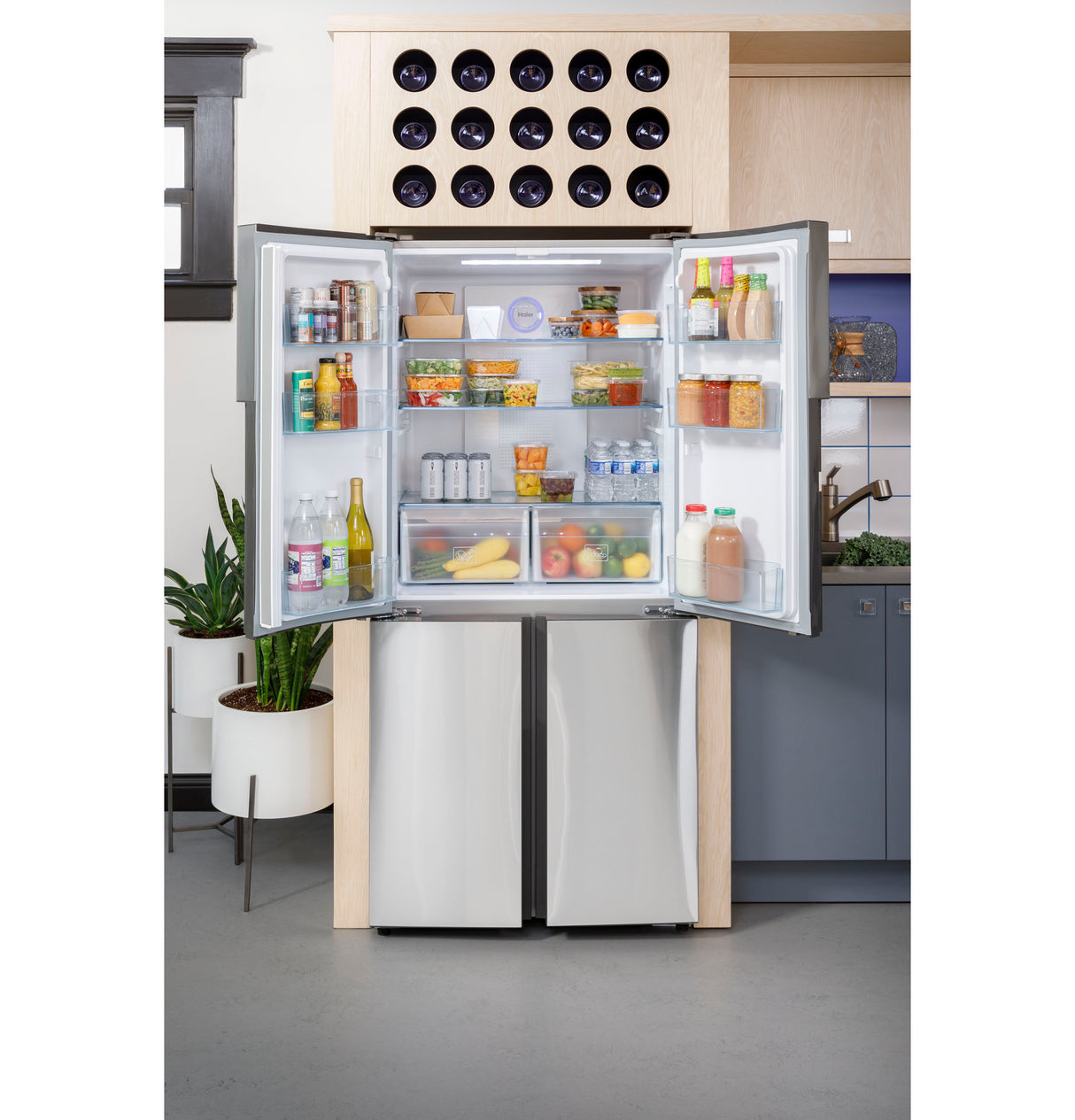 HAIER  Haier 16.8 Cu. Ft. Quad Door Refrigerator - Fingerprint Resistant Stainless (QHE16HYPFS)