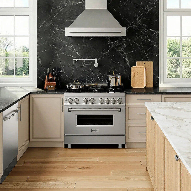 ZLINE  36 In. 4.6 Cu. Ft. Legacy Dual Fuel Range With 6 Burner Gas Cooktop And Electric Convection Oven In Stainless Steel - Stainless Steel (RA36)