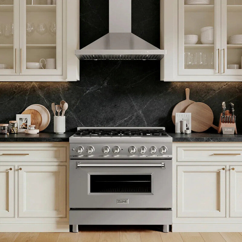 ZLINE  36 In. 4.6 Cu. Ft. Legacy Dual Fuel Range With 6 Burner Gas Cooktop And Electric Convection Oven In Stainless Steel - Stainless Steel (RA36)