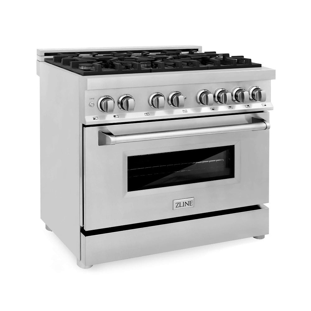 ZLINE  36" 4.6 cu. ft. Dual Fuel Range with Gas Stove and Electric Oven - Stainless Steel (RA36)