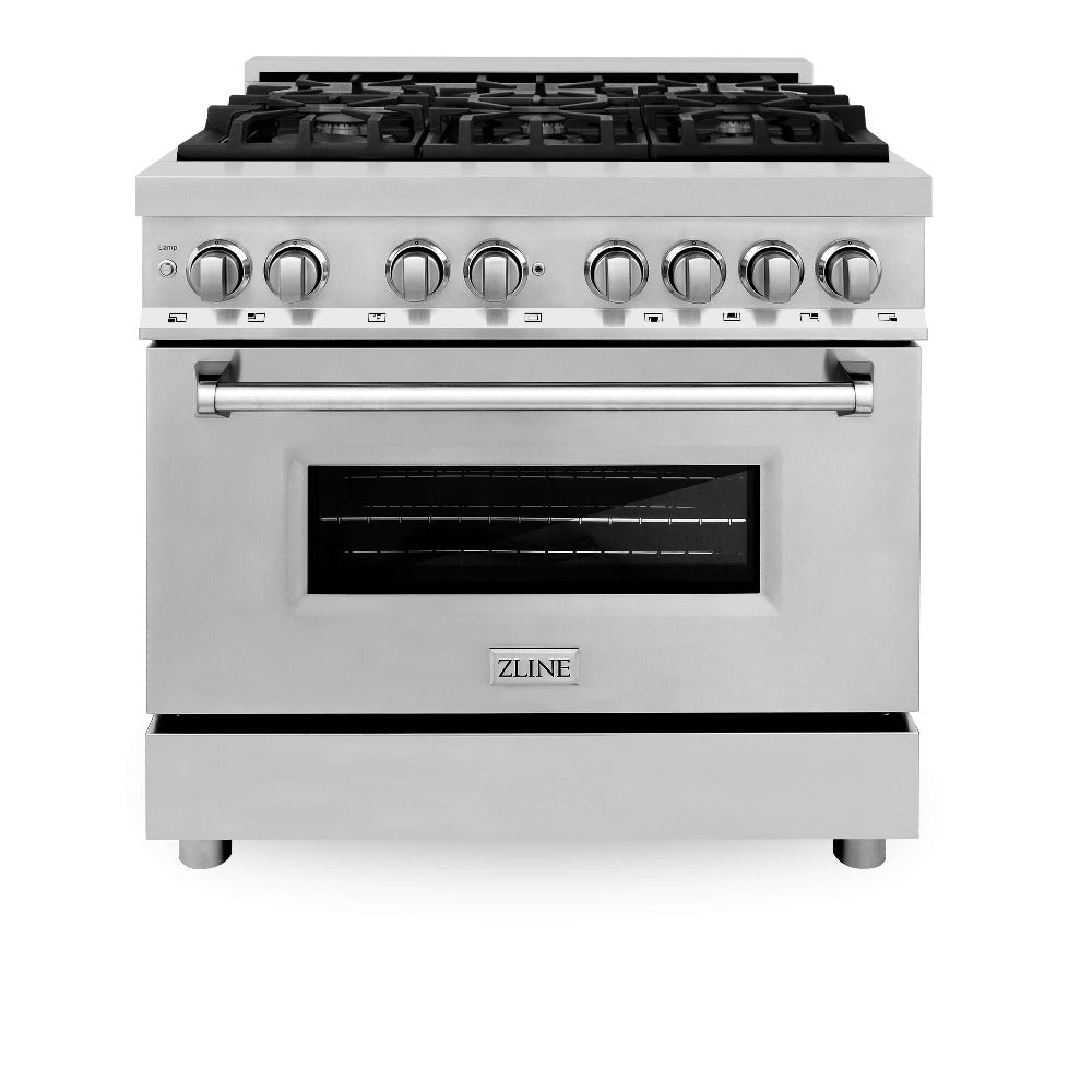 ZLINE  36" 4.6 cu. ft. Dual Fuel Range with Gas Stove and Electric Oven - Stainless Steel (RA36)