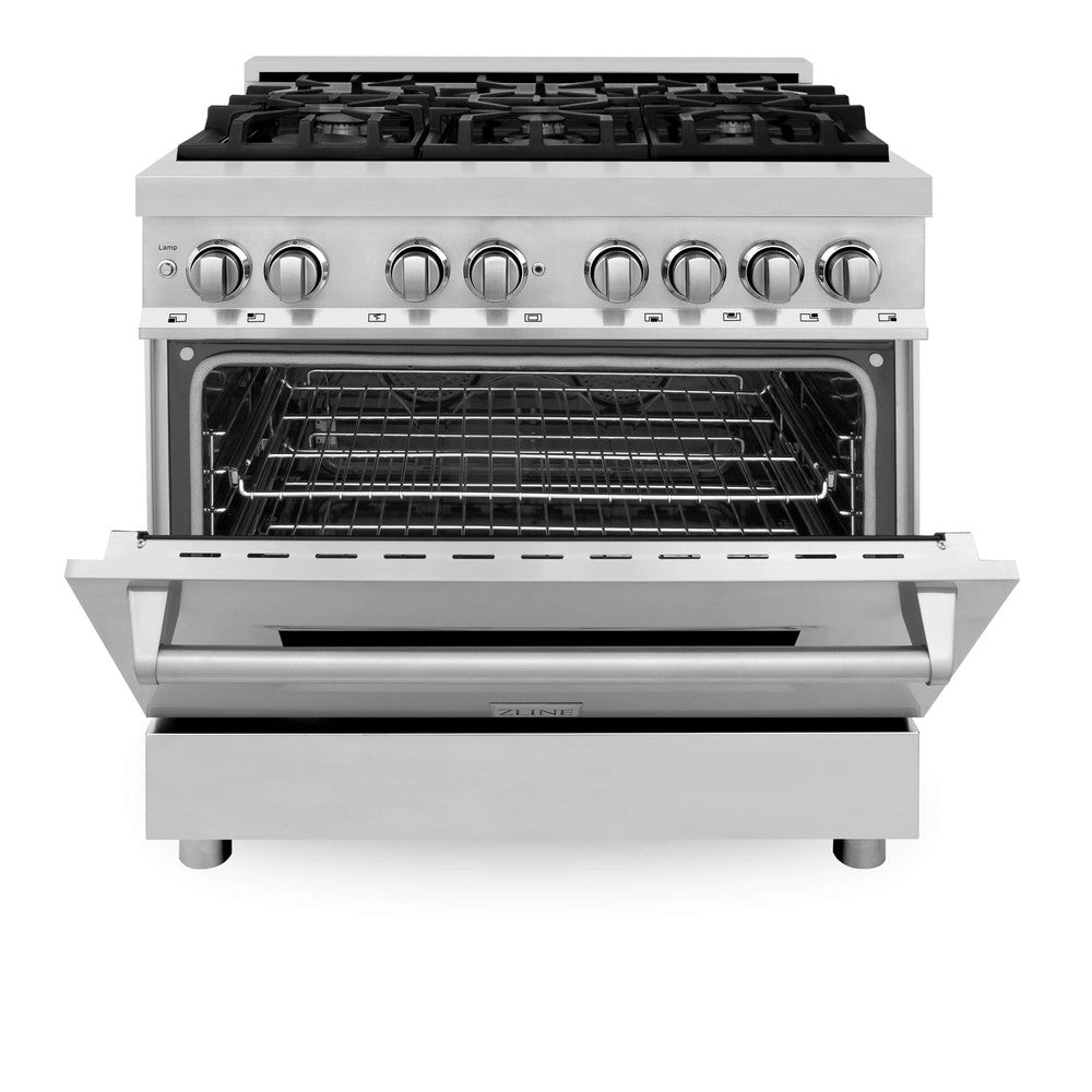 ZLINE  36" 4.6 cu. ft. Dual Fuel Range with Gas Stove and Electric Oven - Stainless Steel (RA36)