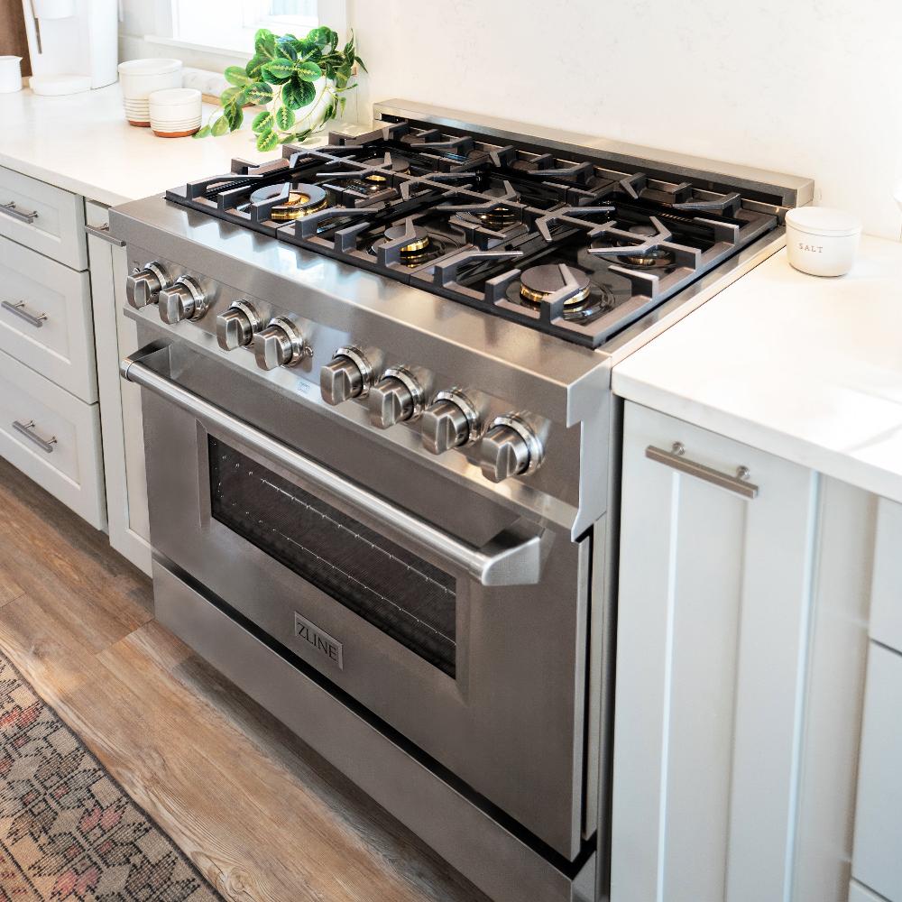 ZLINE  36" 4.6 cu. ft. Dual Fuel Range with Gas Stove and Electric Oven - Stainless Steel (RA36)