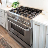 ZLINE  36" 4.6 cu. ft. Dual Fuel Range with Gas Stove and Electric Oven - Stainless Steel (RA36)