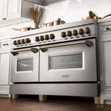 ZLINE  Autograph Edition 60 In. 7.4 Cu. Ft. Legacy Dual Fuel Range With 9 Burner Gas Cooktop And 2 Electric Convection Ovens In Stainless Steel And Champagne Bronze Accents - Stainless Steel (RAZ60CB)