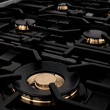 ZLINE  Autograph Edition 60 In. 7.4 Cu. Ft. Legacy Dual Fuel Range With 9 Burner Gas Cooktop And 2 Electric Convection Ovens In Stainless Steel And Champagne Bronze Accents - Stainless Steel (RAZ60CB)