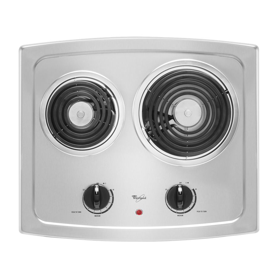 Whirlpool  21-inch Electric Cooktop with Stainless Steel Surface - Black-on-Stainless (RCS2012RS)