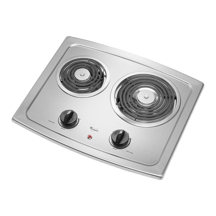 Whirlpool  21-inch Electric Cooktop with Stainless Steel Surface - Black-on-Stainless (RCS2012RS)