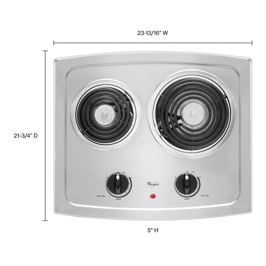 WHIRLPOOL  21-inch Electric Cooktop with Black Stainless Steel Surface - Black-on-Stainless (RCS2012RS)