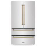 ZLINE 36" Autograph Edition 22.5 cu. ft Freestanding French Door Refrigerator with Ice Maker - Champagne Bronze - Champagne Bronze (RFMZ36CB)