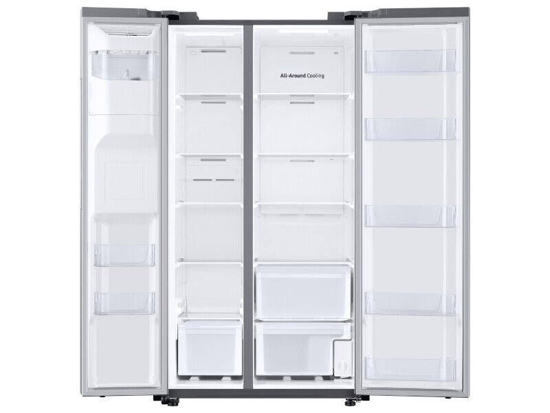 SAMSUNG  27.4 cu. ft. Large Capacity Side-by-Side Refrigerator in Stainless Steel - Fingerprint Resistant Stainless Steel (RS27T5200SRAA)