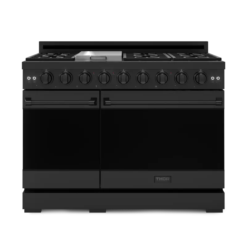 THOR KITCHEN  48 Inch Professional Gas Range With Pro-style Knobs In Black Gordon Ramsay Series - Black (RSG48EB)