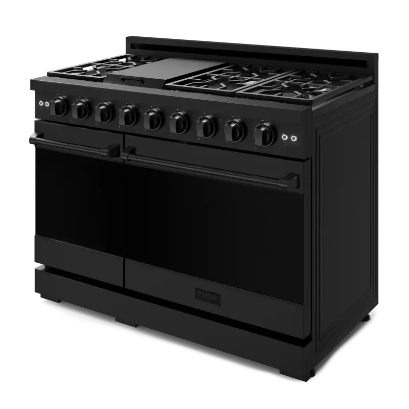 Thor Kitchen  48 Inch Professional Gas Range With Pro-style Knobs In Black Gordon Ramsay Series - Black/Blue (RSG48EB)