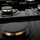 ZLINE Autograph Edition 36" Porcelain Rangetop with 6 Gas Burners and Matte Black Accents - Stainless Steel (RTZ36MB)
