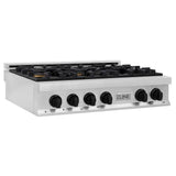 ZLINE  Autograph Edition 36 In. Legacy Gas Rangetop With 6 Burners And Porcelain Cooktop In Stainless Steel With Matte Black Accents - Stainless Steel (RTZ36MB)