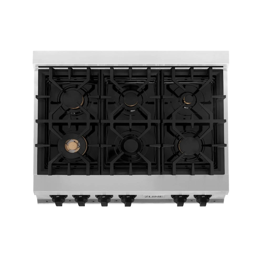 ZLINE  Autograph Edition 36 In. Legacy Gas Rangetop With 6 Burners And Porcelain Cooktop In Stainless Steel With Matte Black Accents - Stainless Steel (RTZ36MB)