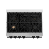 ZLINE  Autograph Edition 36 In. Legacy Gas Rangetop With 6 Burners And Porcelain Cooktop In Stainless Steel With Matte Black Accents - Stainless Steel (RTZ36MB)