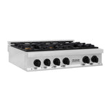 ZLINE  Autograph Edition 36 In. Legacy Gas Rangetop With 6 Burners And Porcelain Cooktop In Stainless Steel With Matte Black Accents - Stainless Steel (RTZ36MB)