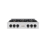 ZLINE  Autograph Edition 36 In. Classic Gas Rangetop With 6 Burners And Porcelain Cooktop In Stainless Steel With Matte Black Accents - Stainless Steel (RTZ36MB)