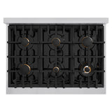 ZLINE  Autograph Edition 36 In. Classic Gas Rangetop With 6 Burners And Porcelain Cooktop In Stainless Steel With Matte Black Accents - Stainless Steel (RTZ36MB)