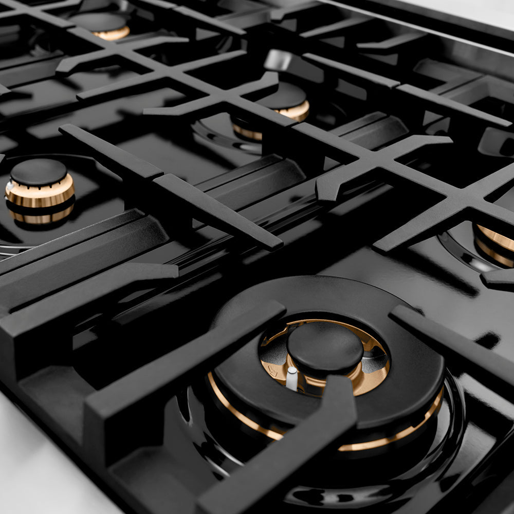 ZLINE  Autograph Edition 36 In. Classic Gas Rangetop With 6 Burners And Porcelain Cooktop In Stainless Steel With Matte Black Accents - Stainless Steel (RTZ36MB)