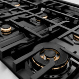 ZLINE  Autograph Edition 36 In. Classic Gas Rangetop With 6 Burners And Porcelain Cooktop In Stainless Steel With Matte Black Accents - Stainless Steel (RTZ36MB)
