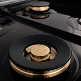 ZLINE Autograph Edition 48" Porcelain Rangetop with 7 Gas Burners and Champagne Bronze Accents - Stainless Steel (RTZ48CB)