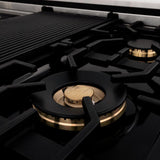 ZLINE Autograph Edition 48" Porcelain Rangetop with 7 Gas Burners and Champagne Bronze Accents - Stainless Steel (RTZ48CB)