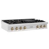 ZLINE  Autograph Edition 48 In. Legacy Gas Rangetop With 7 Burners And Porcelain Cooktop In Stainless Steel With Champagne Bronze Accents - Stainless Steel (RTZ48CB)