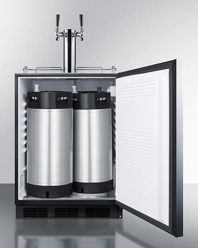 SUMMIT  24" Wide Built-In Cold Brew Coffee Kegerator, ADA Compliant - Stainless Steel/Black (SBC58BLBIADACFTWIN)