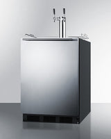 SUMMIT  24" Wide Built-In Cold Brew Coffee Kegerator, ADA Compliant - Stainless Steel/Black (SBC58BLBIADACFTWIN)