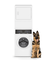 Speed Queen SF7 Stacked White Washer ? Gas Dryer with Pet Plus - White (SF7007WG)