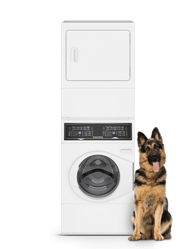 SPEED QUEEN SF7 Stacked White Washer ? Gas Dryer with Pet Plus -  (SF7007WG)