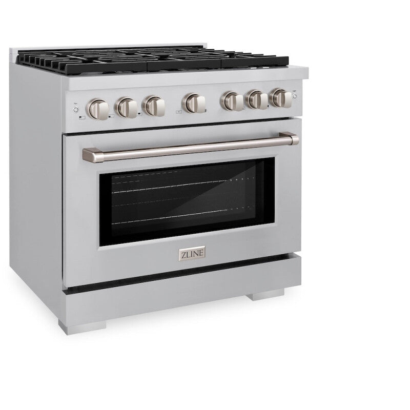 ZLINE  36 In. 5.2 Cu. Ft. Paramount Gas Range With 6 Burner Cooktop And Convection Gas Oven In Stainless Steel - Stainless Steel (SGR36)