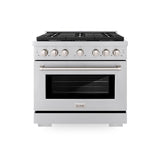 ZLINE  36 In. 5.2 Cu. Ft. Paramount Gas Range With 6 Burner Cooktop And Convection Gas Oven In Stainless Steel - Stainless Steel (SGR36)