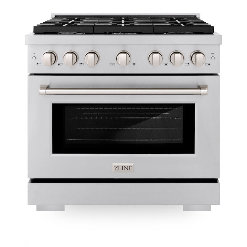 ZLINE  36 In. 5.2 Cu. Ft. Paramount Gas Range With 6 Burner Cooktop And Convection Gas Oven In Stainless Steel - Stainless Steel (SGR36)