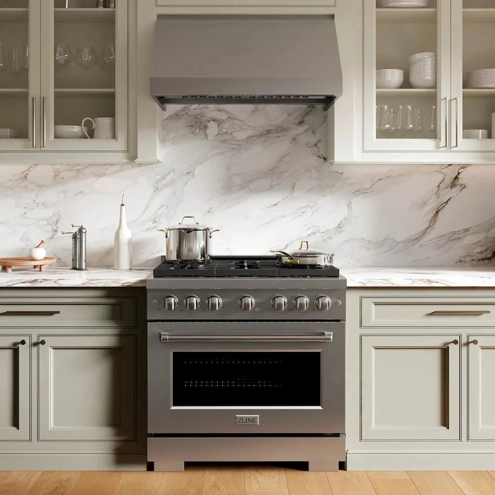 ZLINE  36 In. 5.2 Cu. Ft. Paramount Gas Range With 6 Burner Cooktop And Convection Gas Oven In Stainless Steel - Stainless Steel (SGR36)