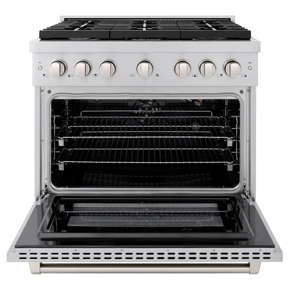 ZLINE  36 In. 5.2 Cu. Ft. Paramount Gas Range With 6 Burner Cooktop And Convection Gas Oven In Stainless Steel - Stainless Steel (SGR36)
