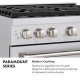 ZLINE  36 In. 5.2 Cu. Ft. Paramount Gas Range With 6 Burner Cooktop And Convection Gas Oven In Stainless Steel - Stainless Steel (SGR36)