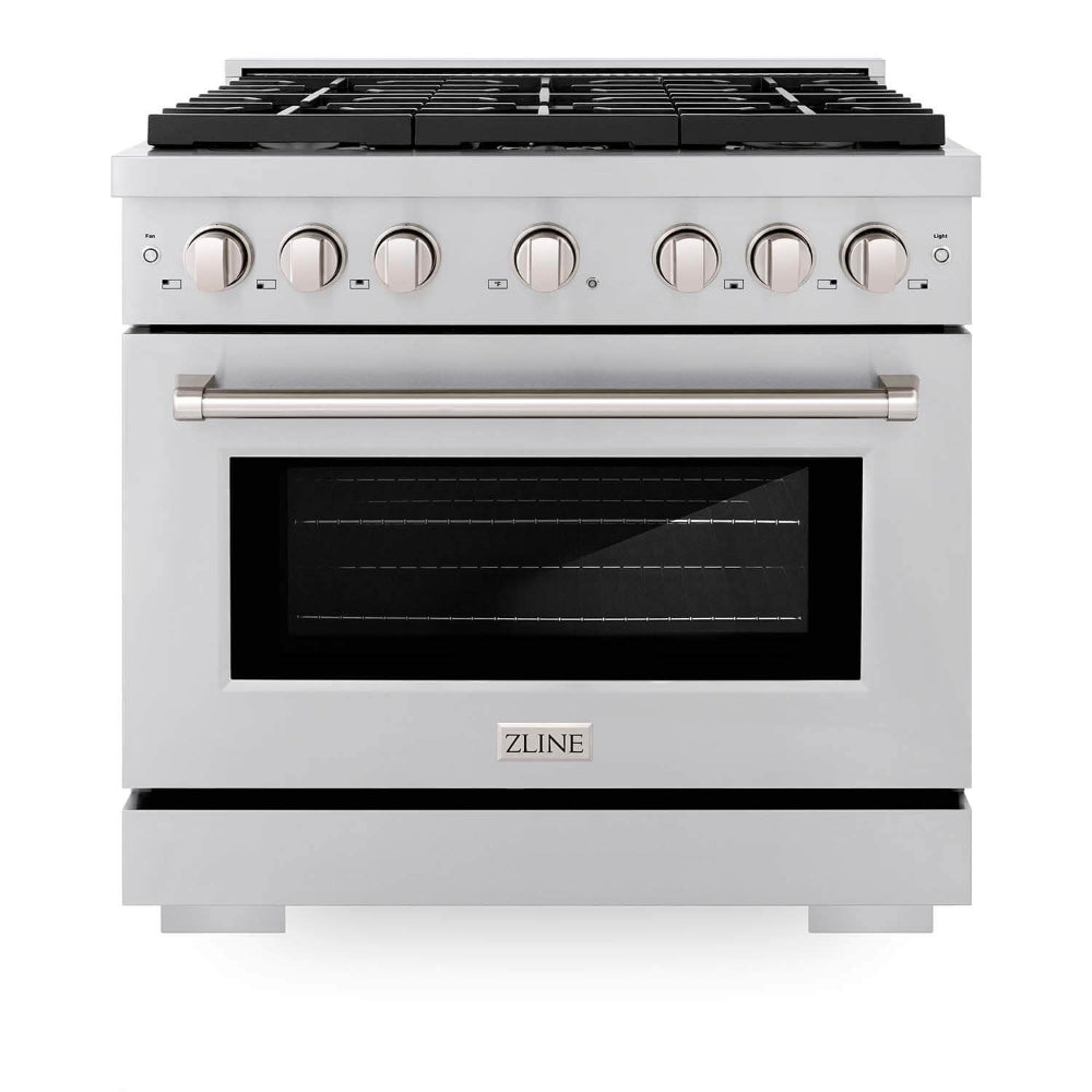 ZLINE 36in. 5.2 cu. ft. 6 Burner Gas Range with Convection Gas Oven in Stainless Steel - Stainless Steel (SGR36)