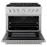 ZLINE 36in. 5.2 cu. ft. 6 Burner Gas Range with Convection Gas Oven in Stainless Steel - Stainless Steel (SGR36)