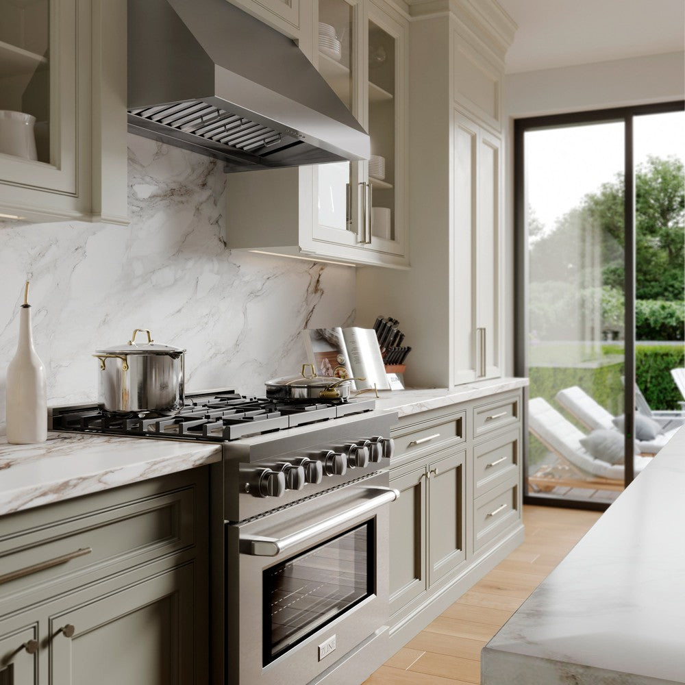 ZLINE 36in. 5.2 cu. ft. 6 Burner Gas Range with Convection Gas Oven in Stainless Steel - Stainless Steel (SGR36)