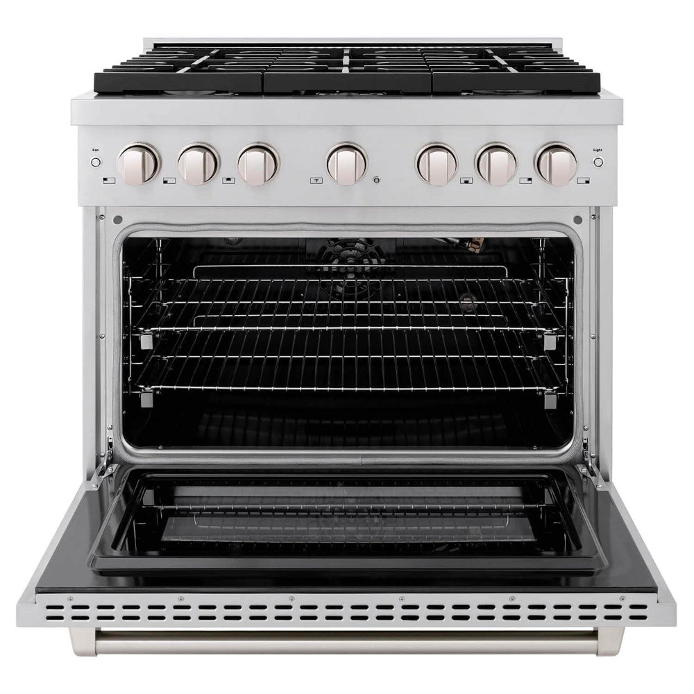 ZLINE  36in. 5.2 cu. ft. 6 Burner Gas Range with Convection Gas Oven in Stainless Steel - Stainless Steel (SGR36)