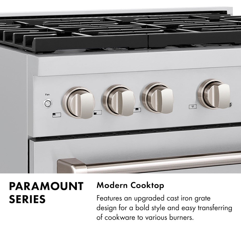 ZLINE  36in. 5.2 cu. ft. 6 Burner Gas Range with Convection Gas Oven in Stainless Steel - Stainless Steel (SGR36)