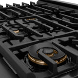 ZLINE  Autograph Edition 36 In. 5.2 Cu. Ft. Paramount Gas Range With 6 Burner Cooktop And Convection Gas Oven In Black Stainless Steel And Champagne Bronze Accents - Black Stainless Steel (SGRBZ36CB)