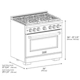 ZLINE  Autograph Edition 36 In. 5.2 Cu. Ft. Paramount Gas Range With 6 Burner Cooktop And Convection Gas Oven In Black Stainless Steel And Champagne Bronze Accents - Black Stainless Steel (SGRBZ36CB)