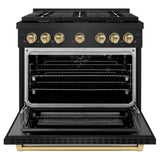 ZLINE  Autograph Edition 36 In. 5.2 Cu. Ft. Paramount Gas Range With 6 Burner Cooktop And Convection Gas Oven In Black Stainless Steel And Champagne Bronze Accents - Black Stainless Steel (SGRBZ36CB)