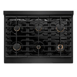 ZLINE  Autograph Edition 36 In. 5.2 Cu. Ft. Paramount Gas Range With 6 Burner Cooktop And Convection Gas Oven In Black Stainless Steel And Champagne Bronze Accents - Black Stainless Steel (SGRBZ36CB)