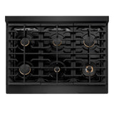 ZLINE AutographEdition 36 in. 5.2 cu. ft. 6 Burner Gas Range with Convection Gas Oven in Black Stainless Steel and Champagne Bronze Accents - Black Stainless Steel (SGRBZ36CB)